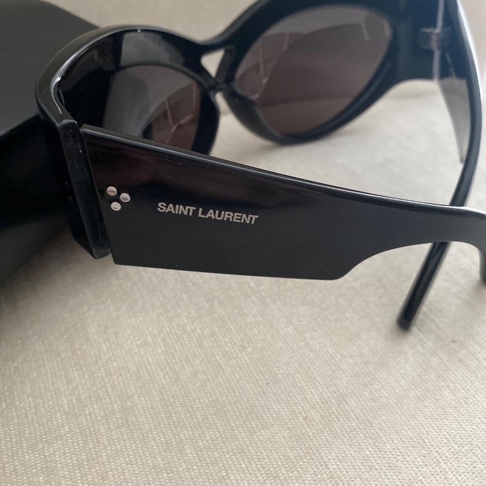 NWOT Saint Laurent 67mm Cat Eye black Sunglasses - Picture 3 of 11